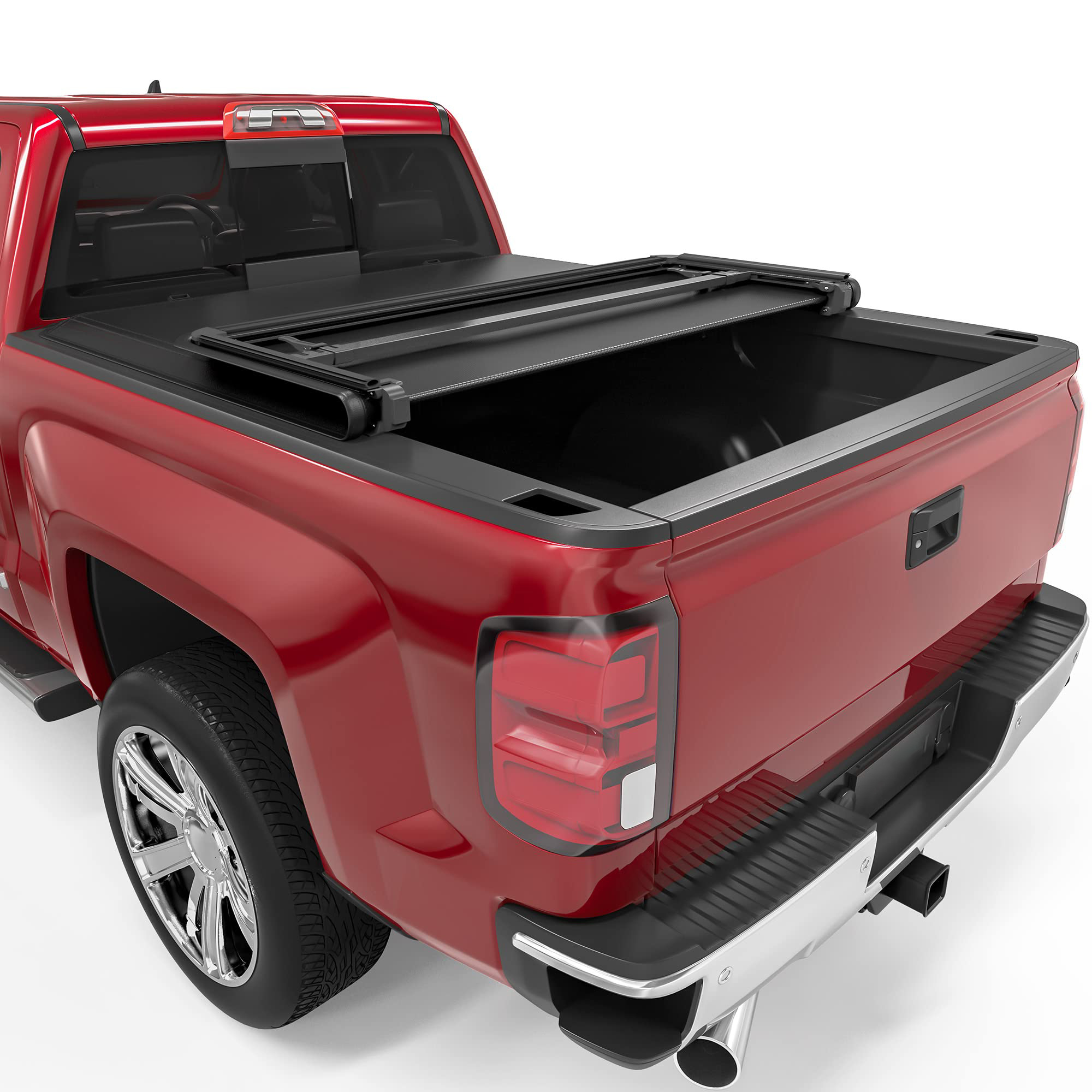 Ledkingdomus 6.6ft Fold Tonneau Cover Soft Truck Bed Cover for 2014