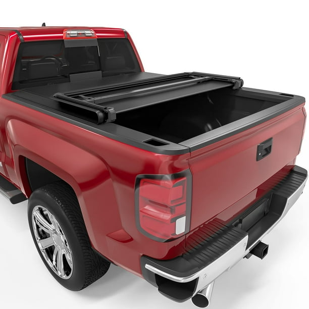 Ledkingdomus 6.6ft Fold Tonneau Cover Soft Truck Bed Cover for 2014