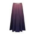 thumbnail image 7 of Karight Womens Gradient Color Boho Maxi Skirt Elastic High Waist A-Line Pleated Flowy Long Skirts Beach Vacation Outfits, 7 of 7