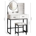 thumbnail image 6 of Vabches Vanity Desk Set with Round Mirror and Lights, Makeup Vanity Table with Stool and 2 Drawers, Vanity Table for Small Space, 6 of 8