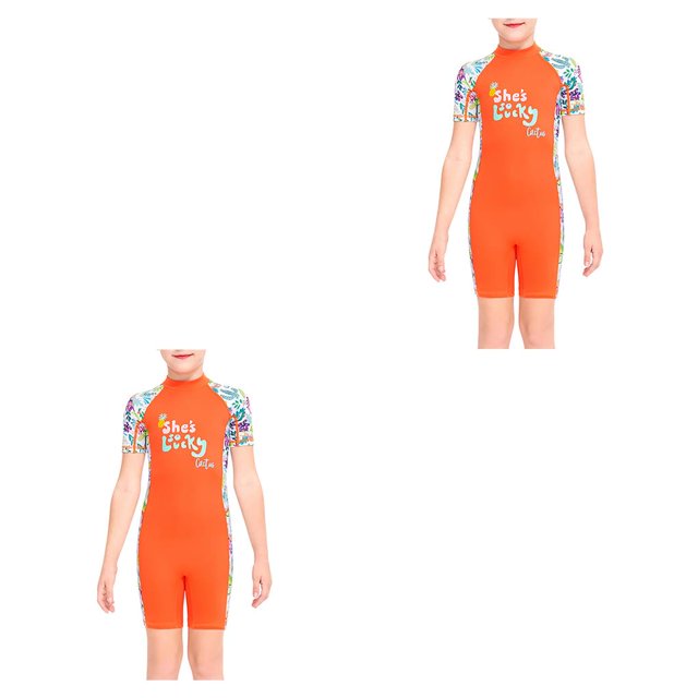 Yuarrent Traje húmedo de buceo para niñas, traje de baño corto con protección UV para niños, traje de baño de una pieza con cuello , traje Type2 NO2