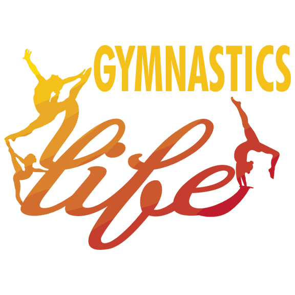 Cursive Lettering Art Gymnastics Life Quote DÃ©cor Sticker Multicolored Gymnasts Design 19" x 28" Kids Girls Bedroom Adhesive Vinyl Wall Decal - Rhythmic Gymnastics Floor Exercises Wall Decoration
