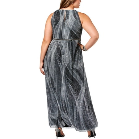 SLNY - SLNY Womens Plus Metallic Pleated Formal Dress - Walmart.com