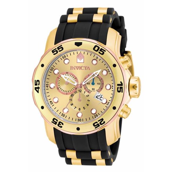 48 in. Mens Pro Diver Quartz Multifunction Gold Dial Watch