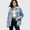 Light Blue, variant on Vivianyo HD Women's Fall Oversized Denim Jacket, Point Collar Button Down Long Sleeve Chest Pocket Casual Outer Coat for Women, Sizes S-2XL