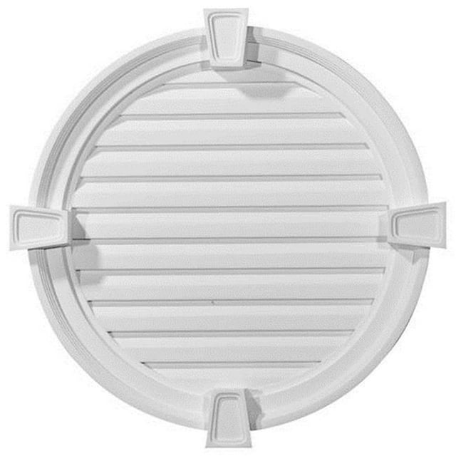 Ekena Millwork GVRO24FK 24 Po. L x 24 Po. H x 2,12 Po. P Architectural Accents - Évent Rond avec Keystones - Fonctionnel