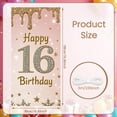 thumbnail image 4 of Pink Theme Happy 16th Birthday Banner Gold Glitter Sweet 16 Banner Decor Star Pattern 16th Birthday Party Banner for Sweet 16 Party Teen Birthday Celebration Girls Party, 4 of 7