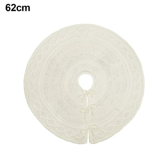 Knit Christmas Tree Skirt, Diamond Edge Knitted Small Tree Skirt Vintage Tree Skirts Cable Knit Xmas Tree Skirt Rustic Christmas Tree Mat for Artificial Trees