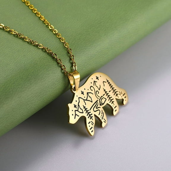 14k Yellow Gold Animal Pendant Necklace Bear Chain Necklaces Jewelry for Women