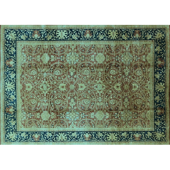 Ahgly Company Indoor Rectangle Oriental Light Blue Industrial Area Rugs, 7' x 9'