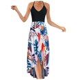 thumbnail image 1 of Jupes pour Femmes Mode Décontractée Col en V Sans Manches Bretelles Dos Nu Robe Imprimée Sexy, 1 of 6