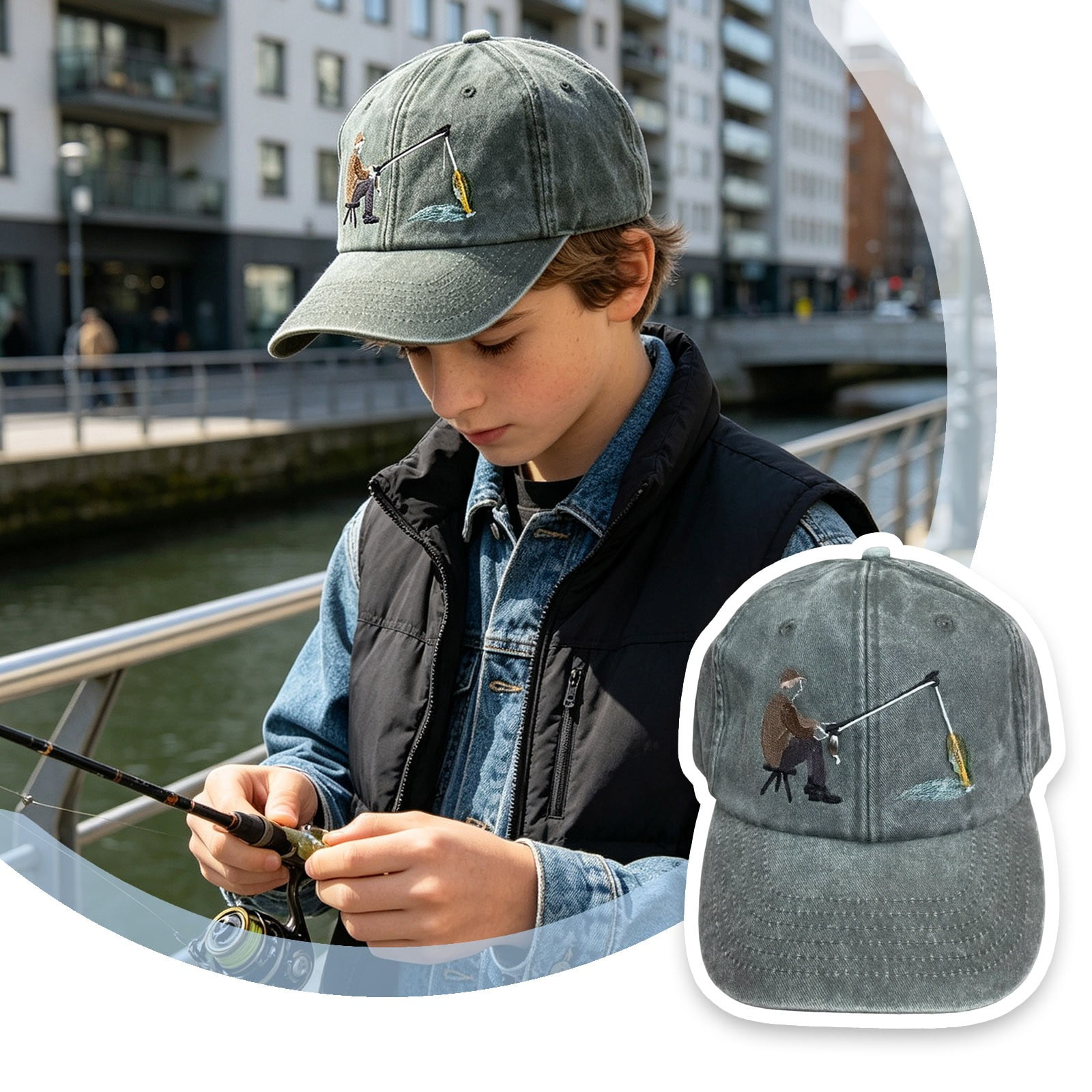 Catch of the Day Hat for Men and Women Vintage Funny Fishing Distressed Adjustable Embroidered Baseball Cap