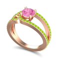 thumbnail image 2 of 2.50 Ct Latest Round Shape Pink Sapphire & Peridot Gemstone Engagement Ring for Ladies Solid 18K Rose Gold Size 3.5 by Diamond-Capitals, 2 of 8