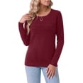 thumbnail image 3 of Asklazy Women's Sweater Lightweight Long Sleeve Soft Comfortable Pullover Tops Basic Knit,Wine Red,S, 3 of 9