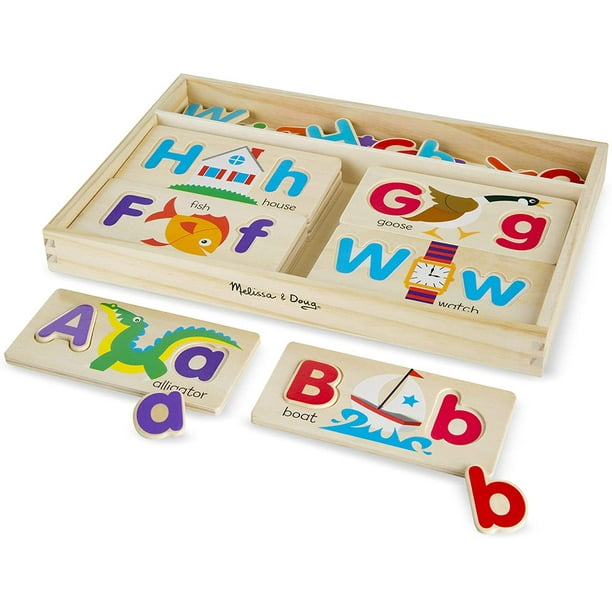 Juego de Tableros de Imágenes ABC Melissa & Doug con 13 Tableros de Doble Cara y 52 Letras de Colores Madera Infantil Melissa & Doug MD-04544
