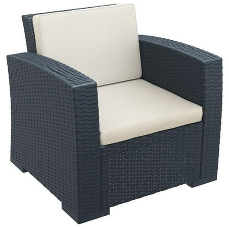 Siesta ISP831-DG Monaco Resin Patio Club Chair with Cushion, Dark Gray
