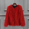 absuyy Girls Winter Coats Casual Faux Fur Solid Color Warm V Neck