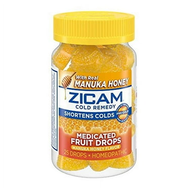 Zicam Cold Remedy Zinc Medicated Fruit Drops, Manuka Honey, 25 Count (Pack of 1)