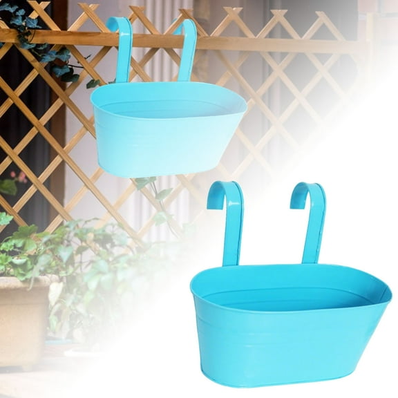 4PCS Vertical Wall Planter - Oval Metal Hanging Flower Pot with Detachable Hooks for Railings, Fences & Balconies - Durable Iron Planter Box for Indoor/Outdoor (11.2 Inch)