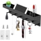 thumbnail image 1 of Teclado con estante, Longziming con 6 ganchos y tira para llaves, moderno teclado negro, 1 of 5