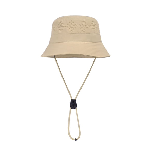 Lightweight Packable Bucket Hat with Ventilated Crown Chin Strap and Adjustable Fit for Travel Hiking and Outdoor Use - Khaki