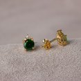thumbnail image 3 of Silverstar Gems 14K Yellow Gold Finish Silver Round Cut Green CZ Women's Stud Earrings, 3 of 5
