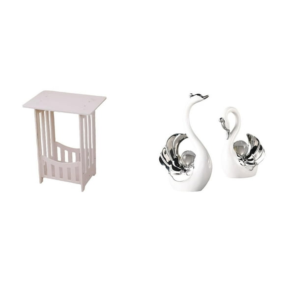 Mesita De Noche Inspirada En Un Cisne Con Práctico Espacio De Almacenamiento Para Sala De Estar, Hotel, Cafetería, Salón, Balcón Y Elegante Centro De Mesa