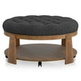 thumbnail image 2 of Furniture of America Brynn Tufted 1-Shelf Fabric Natural Tone and Dark Gray Ottoman Coffee Table, 2 of 6