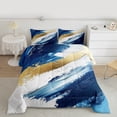 thumbnail image 2 of Manfei Abstract Marble Texture Queen Comforter Set,Modern Graffiti Art Bedding Sets,Gold Blue White Bedding Comforter Set For Men Women,Luxury Bedroom Decor Reversible,3pcs, 2 of 8