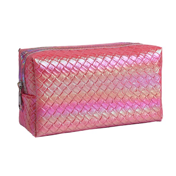 Bolsa de almacenamiento de cosméticos con patrón tejido a cuadros sinfónico nacarado para mujer MFZFUKR BST2000090-3
