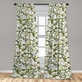 thumbnail image 4 of Ambesonne Floral Curtains, White Flowers Watercolor Art, Pair of 28"x84", Dark Yellow Olive Green, 4 of 5