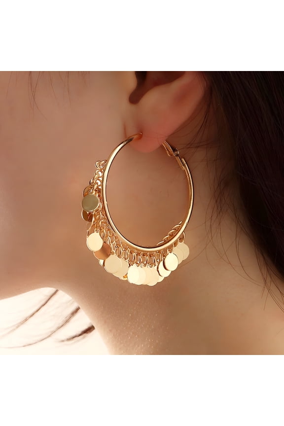 2026 New 1 Pair Bohemian Chandelier Coin Sequins Dangle Drop Earrings Ethnic Gypsy Beads Tassel Hoops with Disc Charms Boho Ear Jewelry Women