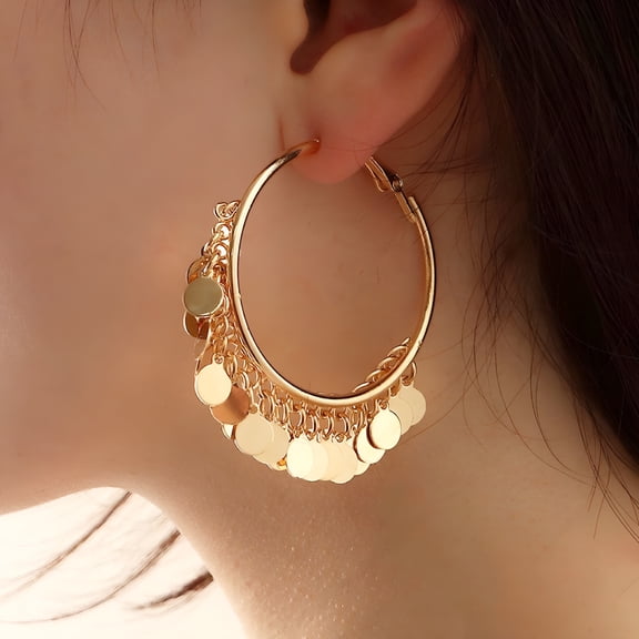 DESIGNICE 2026 New 1 Pair Bohemian Chandelier Coin Sequins Dangle Drop Earrings Ethnic Gypsy Beads Tassel Hoops with Disc Charms Boho Ear Jewelry Women