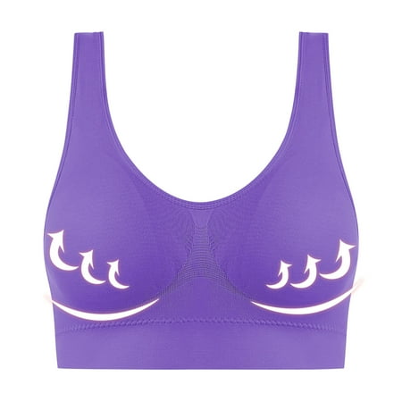 

Pntutb Clearance Ladies Traceless Comfortable One-Piece No Steel Ring Vest Breathable Gathering Bra Womens Underwear Purple XL