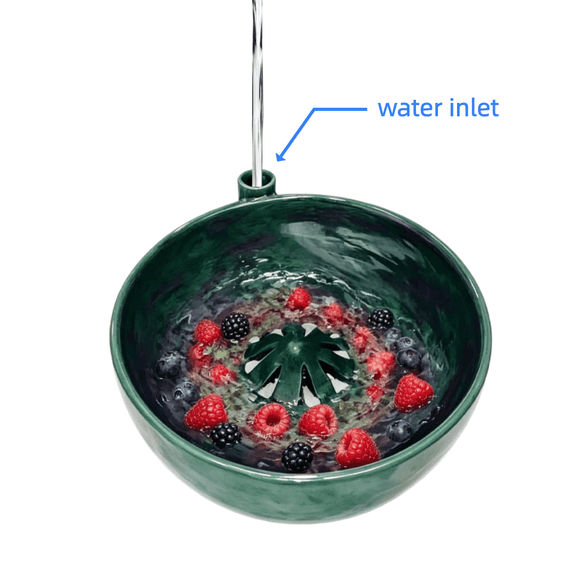 Self Spinning Berry Washing Bowl Ceramic, Automatic Berry Wash Bowl, Fruit and Vegetable Washer with Drain, Fruit Washer Spinner Bowl Quickly Wash, Multipurpose Basket for Kitchen