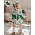 thumbnail image 5 of BemeyourBBs Baby Girls Striped Romper Long Sleeve Bubble Jumpsuit with Headband, 5 of 8