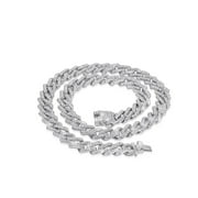 Cuban Link Chain 18k SilverTone Plated Simulated Diamond CZ Pave Prong New Straight Edge Chain |Choker | Necklace | Iced Out Hip Hop Bling