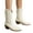 Beige, variant on Slouchy Wide Calf Cowboy Boots for Women with Fleece lined Winter Fashion Metallic Leather Suede Pointed Toe Chunky Heels Slip on Western Cowgirl Boots