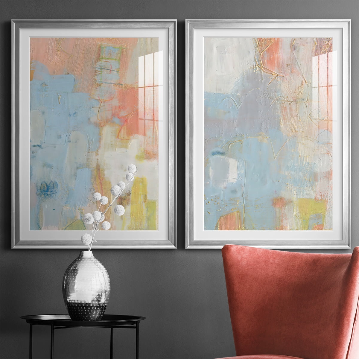 Wexford Home Cully I Premium Framed Print, 18.5" x 24.5" - Ready to Hang, Silver (Set of 2)
