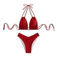thumbnail image 2 of YDLCAFD Easter Bikini Set For Women Bathing Suit Tank Swimsuit Mid Waist Deep V Neck Wide Straps Mesh Back Hook, 2 of 8