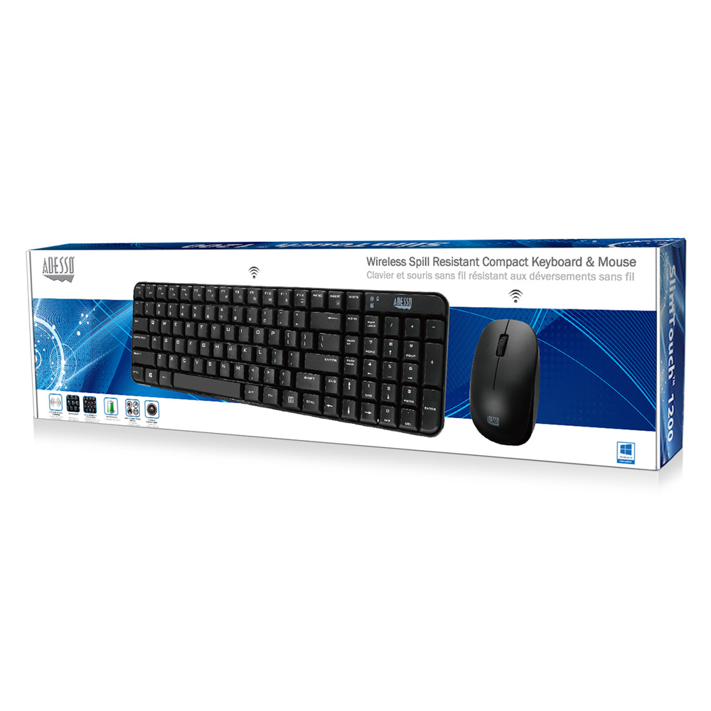 Adesso WKB-1200CB – Wireless Spill Resistant Compact Keyboard & Mouse Combo - image 5 of 5