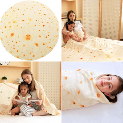 PIZZA BLANKET Oversized Food Soft Flannel Round Adults Kids Red 71 Inch  OUTIVITY