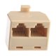 thumbnail image 2 of Conector de extensión de cable de red Ethernet RJ45 de 8 pines (1 macho a 2 hembras) (beige), 2 of 4