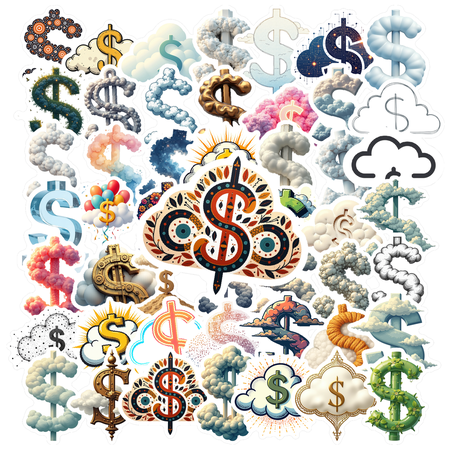Trendy Dollar Sign Theme Stickers Waterproof Dollar Sign Theme Sticker for Water Bottle Laptop Phone Cases Planner Skateboard Luggage Helmet Party Favor Decor Ideal for Adults Teens Teacher Rewards