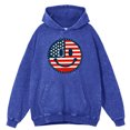 thumbnail image 2 of Sudadera con capucha retro desgastada con cara sonriente de la bandera estadounidense para hombre, ropa de moda, sudadera de hip hop, 100 % algodón con capucha, 2 of 5