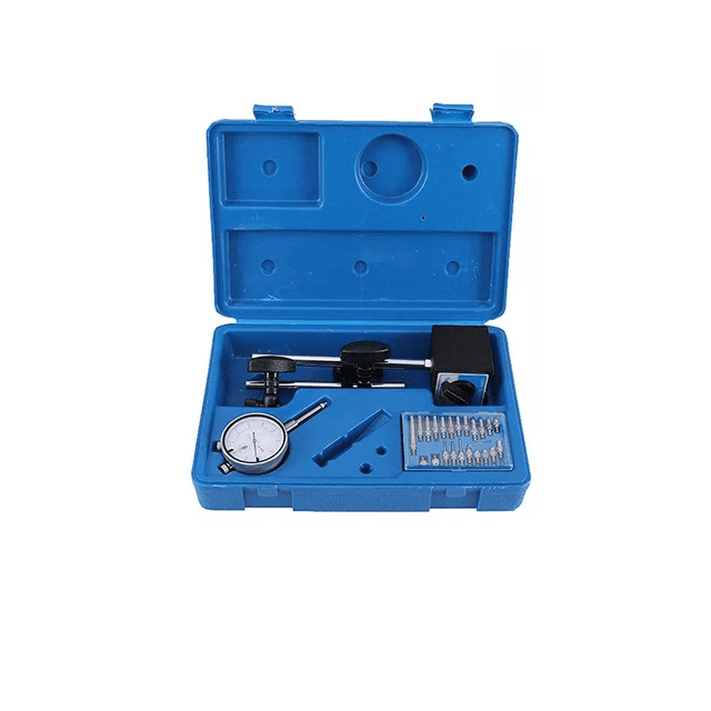 Kit Calibrador Indicador Caratula 0-1 In Con Base Magnética Gris/Azul