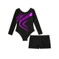 thumbnail image 3 of Aislor Kids Gymnastics Leotards Outfits Sparkly Ballet Bodysuit with Shorts Athletic Dance Set Size 4-14 Purple 14, 3 of 7