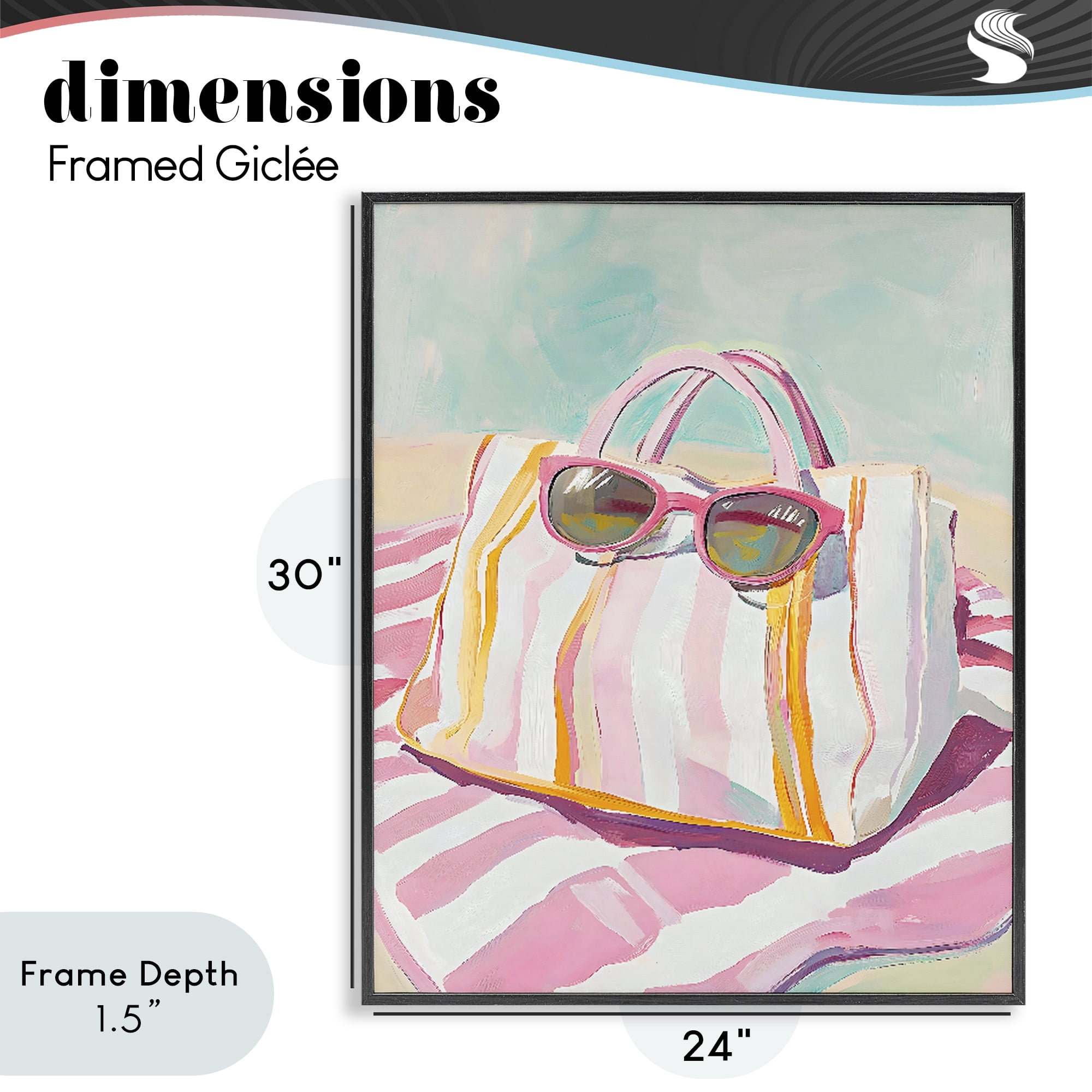 Stupell Industries Beach Bag & Sunglasses Black Framed Giclee Art, design by The Prints Vibe