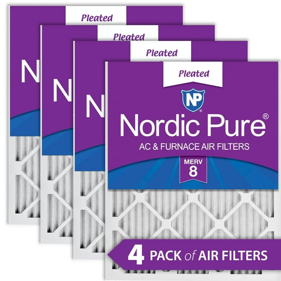 Nordic Pure 20x22x1 (19_1/2x21_7/16) Pleated MERV 8 Air Filters 4 Pack