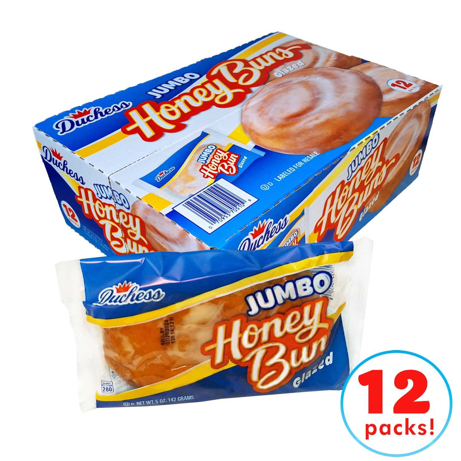 Duchess Jumbo Glazed Honey Buns, 5 oz., 12 pk with bowl by OMA